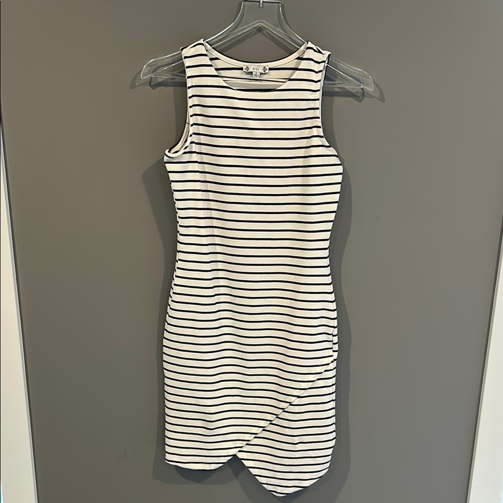 Iris black and white stripe dress size L